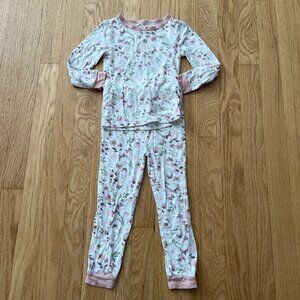 Milkberry Pink Floral Bamboo Pajama Set Kid's Size 3T
